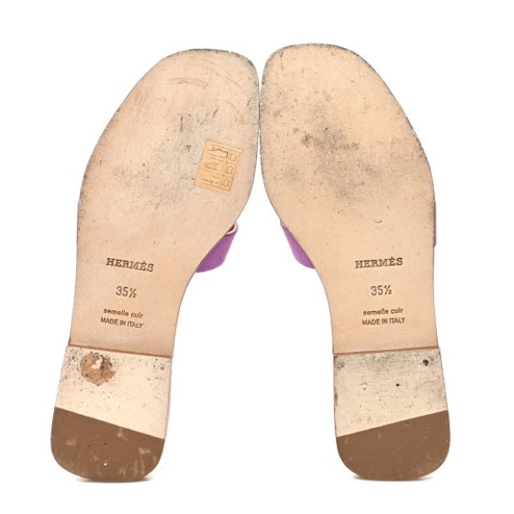 Hermes Suede Goatskin Oran Sandals 35.5 Violet Parme - Picture 5 of 9